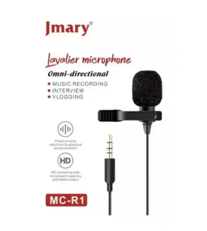 Jmary MC-R1 Lavalier Microphone Phone Laptop Recording Interview Lavalier Mic 3.5mm Mini Microphone Clip On for Clear Audio